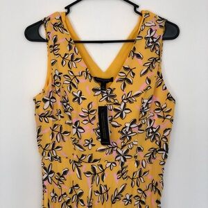 Banana Republic Yellow Floral Sleeveless Midi Dress